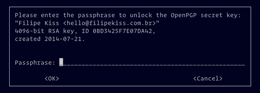 Pinentry requesting the key password